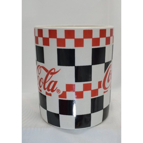 1996 Coca-Cola Black & White Checkered Gibson Coffee Cup/Mug 8oz … - Picture 3 of 5